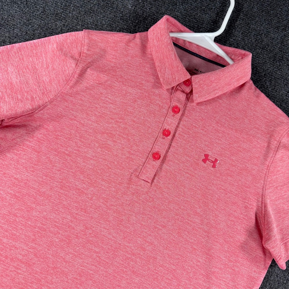 Under Armour Polo‎ Shirt Womens SM Small Pink HeatGear Fitted Golf Activewear